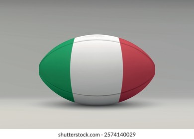 Italy rugby ball featuring the national flag design on a gray background