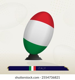 Italy Rugby Ball on Rugby Kicking Tees with Modern Design. Illustration perfect for sports, national pride, and rugby-related projects.