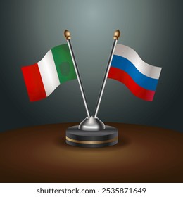 A Itália e o russo sinalizam a relação com o plano de fundo do gradiente. Ilustração de vetor