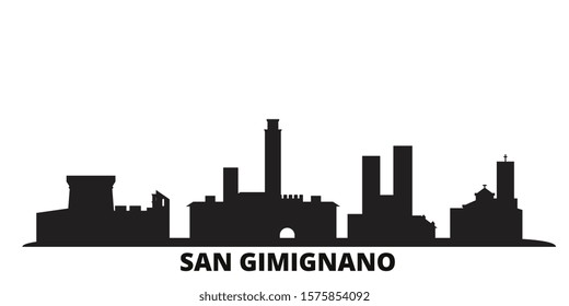 Italy, San Gimignano city skyline isolated vector illustration. Italy, San Gimignano travel black cityscape