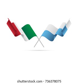 Italy and San Marino flags. Vector illustration.