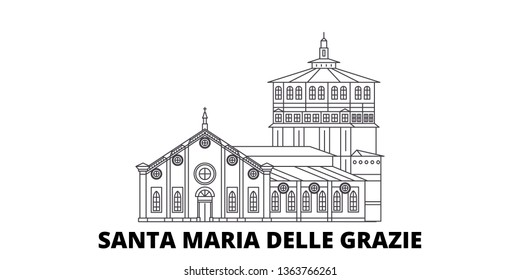 Italy, Santa Maria Delle Grazie line travel skyline set. Italy, Santa Maria Delle Grazie outline city vector illustration, symbol, travel sights, landmarks. svg