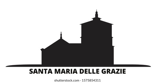 Italy, Santa Maria Delle Grazie city skyline isolated vector illustration. Italy, Santa Maria Delle Grazie travel black cityscape