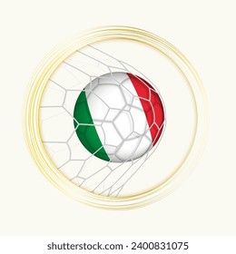 Italy scoring goal, abstract football symbol with illustration of Italy ball in soccer net. Vector sport illustration.