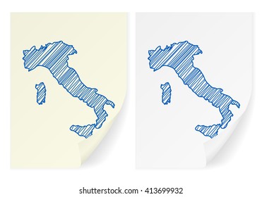 Italy scribble map on a white background.