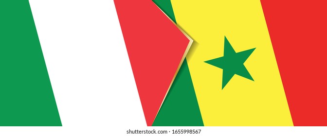 Italy and Senegal flags, two vector flags symbol of relationship or confrontation.