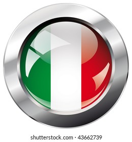 italy shiny button flag vector illustration. Isolated abstract object against white background.