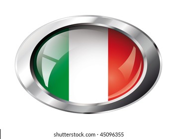 italy shiny button flag vector illustration. Isolated abstract object against white background.