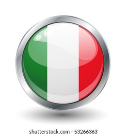Italy, shiny button flag vector illustration
