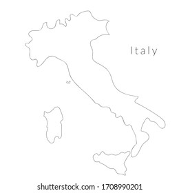Italy, Sicily, Sardinia map. One line drawing border of a country. Thin continuous line. Vector linear illustration