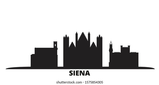 Italy, Siena city skyline isolated vector illustration. Italy, Siena travel black cityscape