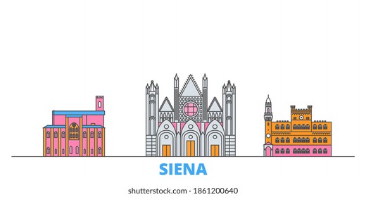 Italy, Siena line cityscape, flat vector. Travel city landmark, outline illustration, line world icons