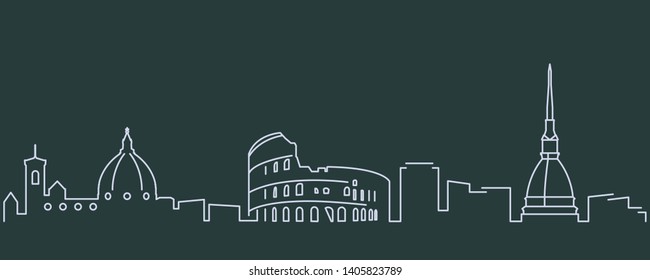 Italy Simple Line Skyline and Landmark Silhouettes