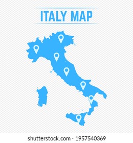 Italy Simple Map With Map Icons