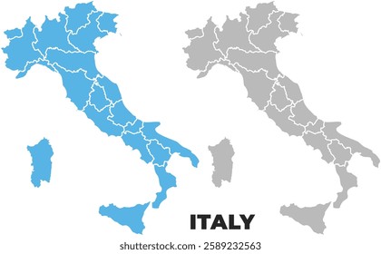 Italy simple maps flat illustration