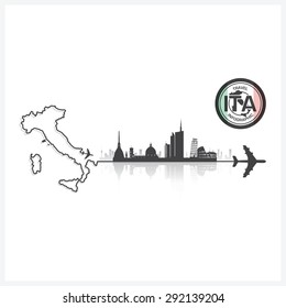 Italy Skyline City Silhouette Background Vector Design Template