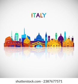 Italy skyline silhouette in colorful geometric style. Symbol for your design. Vector illustration.