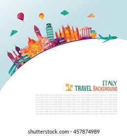 Italy skyline. Travel and tourism background. Vector illustration