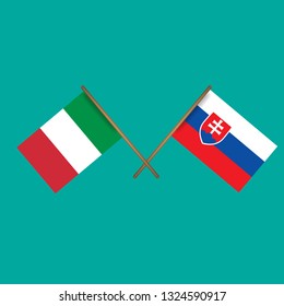 Italy and Slovakia crossed flags.Language learning or travel concept 