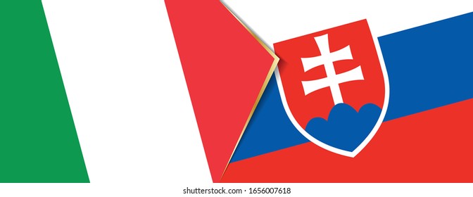 Italy and Slovakia flags, two vector flags symbol of relationship or confrontation.