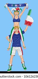 Italy Soccer Fan. All the objects are in different layers and the text types do not need any font. 