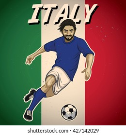 italy soccer player with flag background