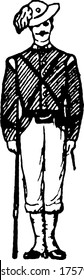 Italy Soldier is standing in formal uniform during 1901, vintage line drawing or engraving illustration.
