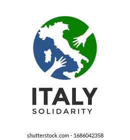 Italien Vektorillustration Logo-Vorlage für Solidarität. Dieses Design verwendet Karte und Handzeichen. Geeignet für die Gemeinschaft.