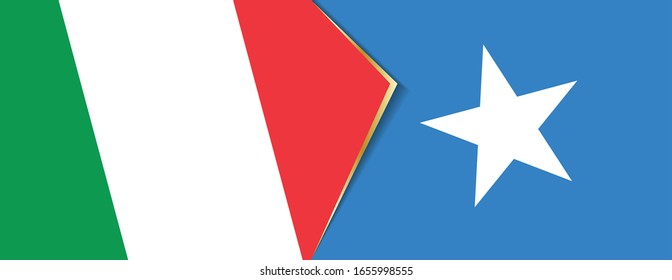 Italy and Somalia flags, two vector flags symbol of relationship or confrontation.