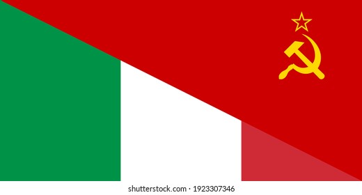 banderas italia y soviética en unión