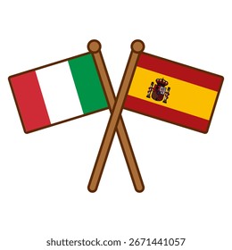 Italy and Spain cross flags vector on white background
Vector country flags intersecting