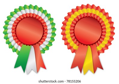 Italy and spain flag rosette ribbon vector