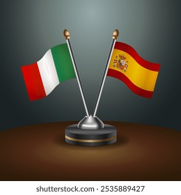 Itália e Espanha sinalizam a relação com o plano de fundo do gradiente. Ilustração de vetor