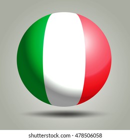 Italy sphere Button badge on grey background.