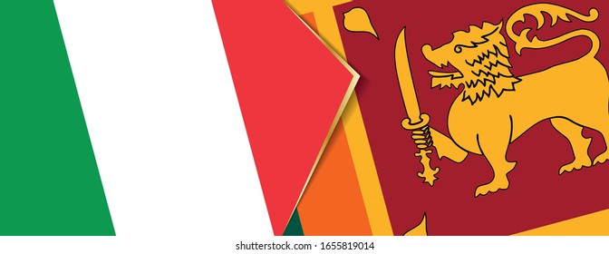 Italy and Sri Lanka flags, two vector flags symbol of relationship or confrontation.
