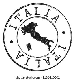 Italy Stamp Silhouette Map. Postal Passport Stamp Round Vector Icon Design.