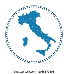 Italy sticker. Travel rubber stamp with a map of the country, vector illustration. Can be used as an insignia, logotype, label, sticker, or badge of Italy.