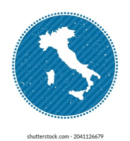 Italy striped retro travel sticker. Badge with map of country, vector illustration. Can be used as insignia, logotype, label, sticker or badge of Italy.