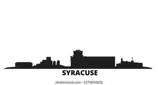 Italy, Syracuse city skyline isolated vector illustration. Italy, Syracuse travel black cityscape