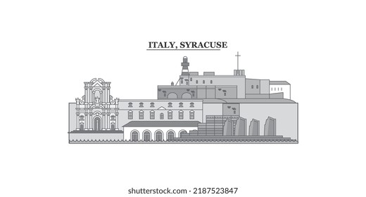 Italy, Syracuse city skyline isolated vector illustration, icons