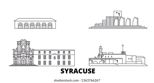 Italy, Syracuse line travel skyline set. Italy, Syracuse outline city vector illustration, symbol, travel sights, landmarks.