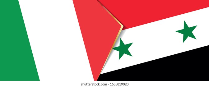 Italy and Syria flags, two vector flags symbol of relationship or confrontation.