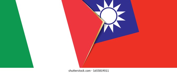 Italy and Taiwan flags, two vector flags symbol of relationship or confrontation.