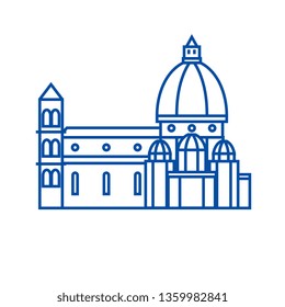 Italy, temple, florence cathedral line icon concept. Italy, temple, florence cathedral flat  vector symbol, sign, outline illustration.