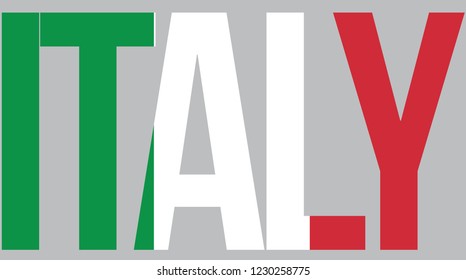 Italy Text with Flag Colors
