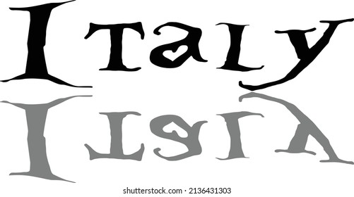 Italy text sign illustration on white background