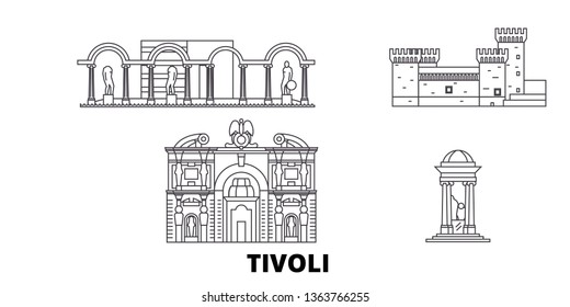 Italy, Tivoli line travel skyline set. Italy, Tivoli outline city vector illustration, symbol, travel sights, landmarks.