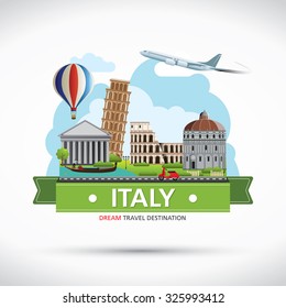 Italy Travel destination concept, Travel design templates collection, Info graphic elements for traveling to Italy.
