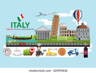 Italy Travel destination concept, Travel design templates collection, Info graphic elements for traveling to Italy.
