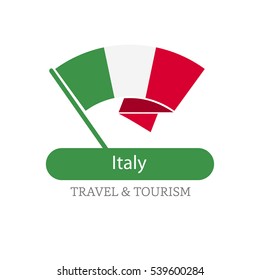 Italy The Travel Destination logo - Vector travel company logo design - Country Flag Travel and Tourism concept t shirt graphics - vector illustration
